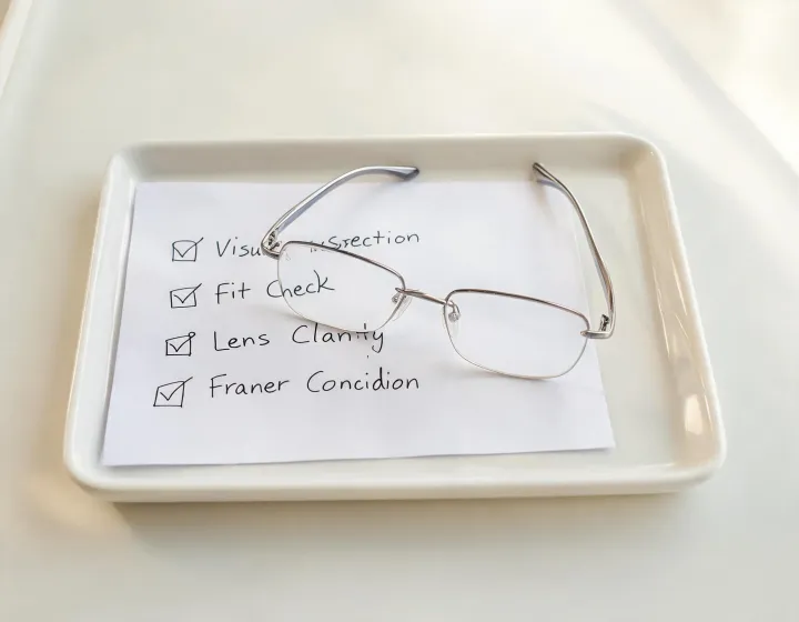 Reading glasses bulk sample pair with approval checklist